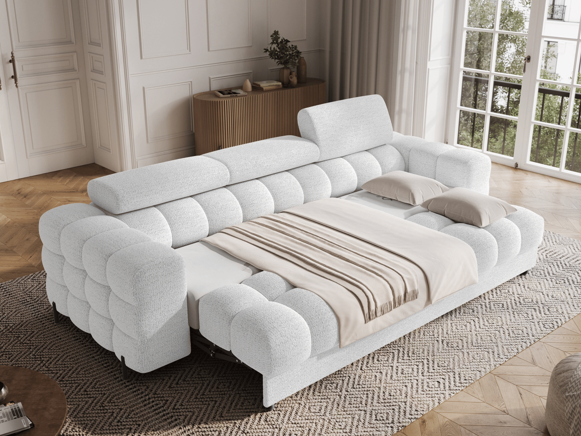 Canapé Convertible Montblanc – Banquette 3 Places avec Têtières Réglables