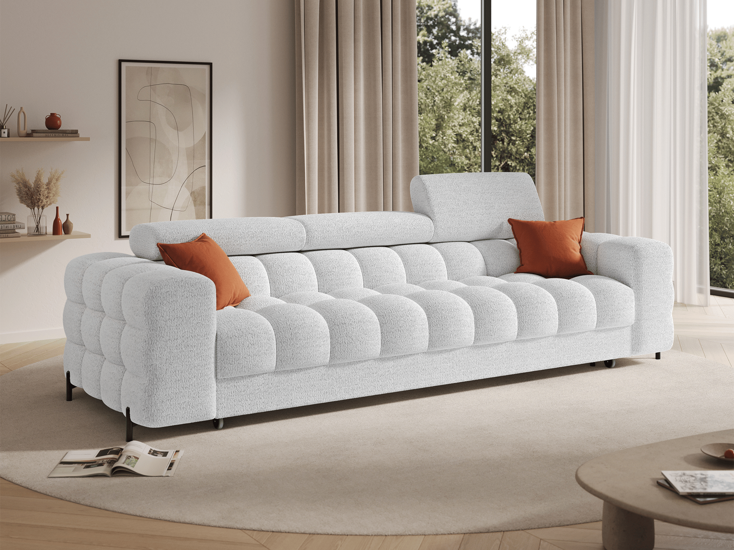 Canapé Convertible Montblanc – Banquette 3 Places avec Têtières Réglables