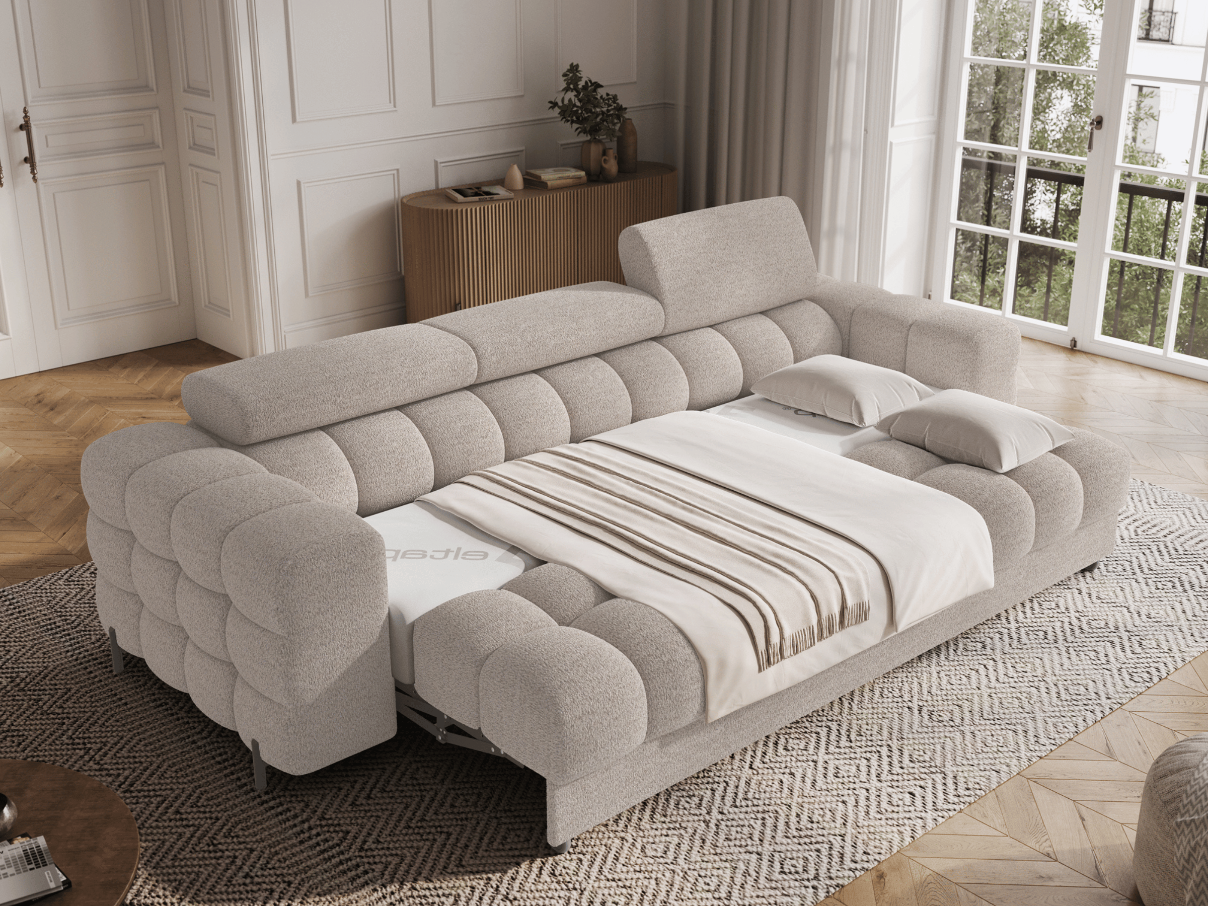 Canapé Convertible Montblanc – Banquette 3 Places avec Têtières Réglables