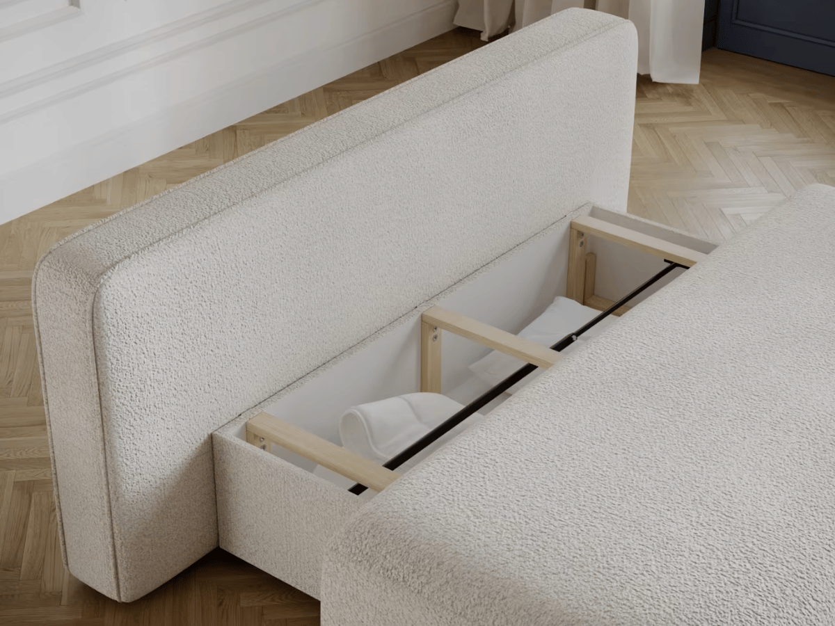 Canapé Lilana – Convertible 2 places avec coffre | Design arrondi moderne