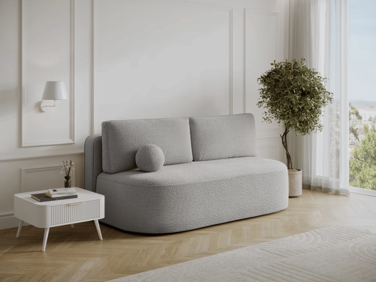 Canapé Lilana – Convertible 2 places avec coffre | Design arrondi moderne