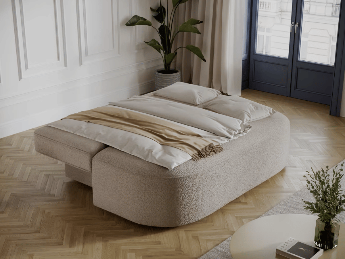 Canapé Lilana – Convertible 2 places avec coffre | Design arrondi moderne