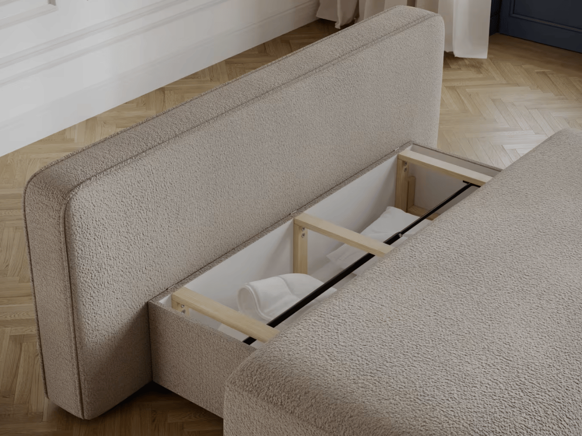 Canapé Lilana – Convertible 2 places avec coffre | Design arrondi moderne