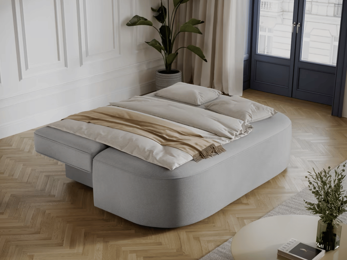 Canapé Lilana – Convertible 2 places avec coffre | Design arrondi moderne