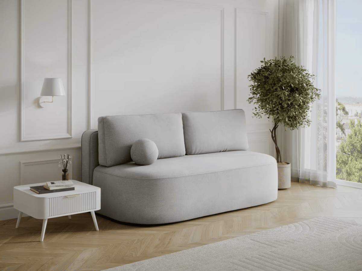 Canapé Lilana – Convertible 2 places avec coffre | Design arrondi moderne