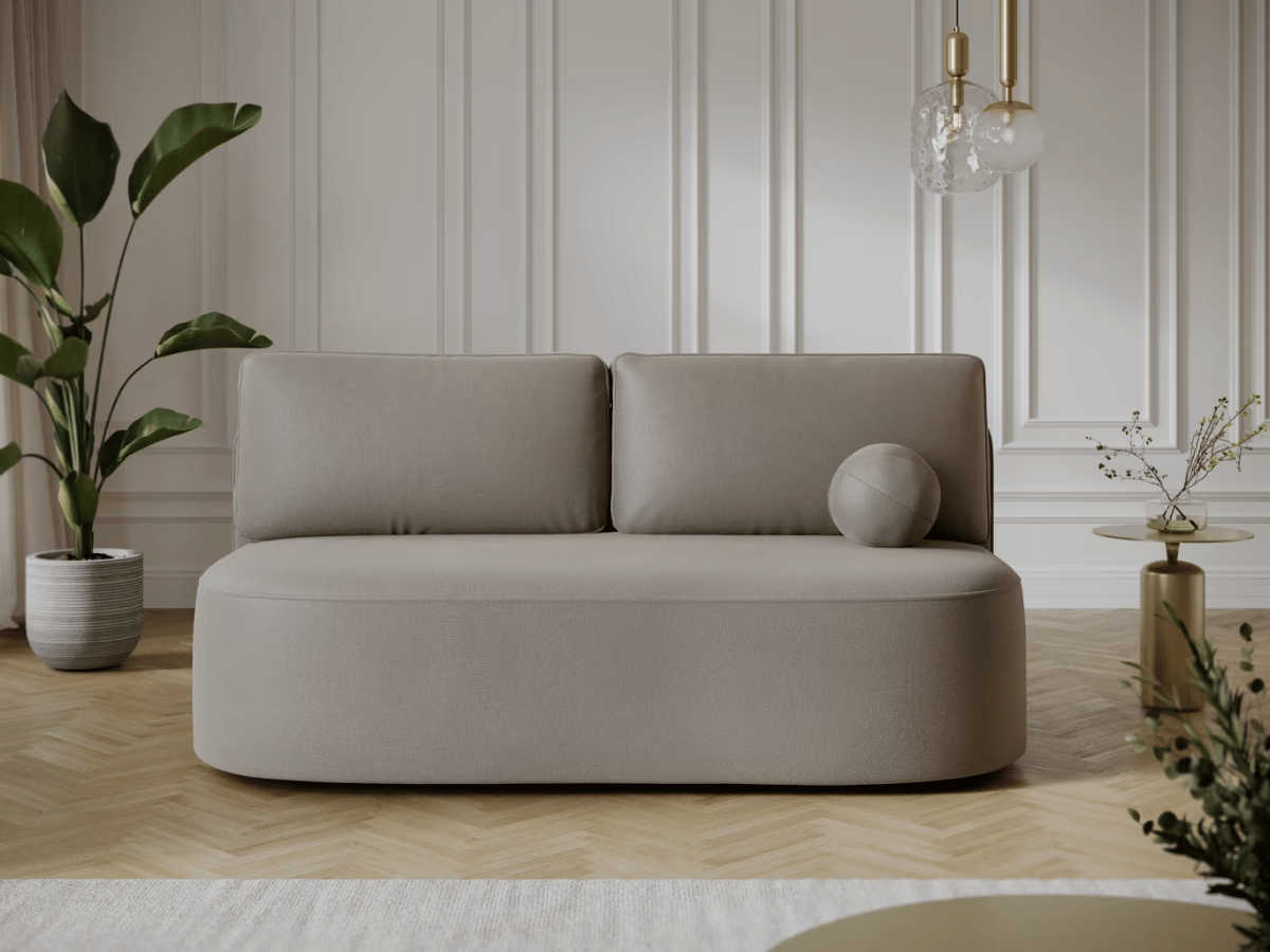 Canapé Lilana – Convertible 2 places avec coffre | Design arrondi moderne