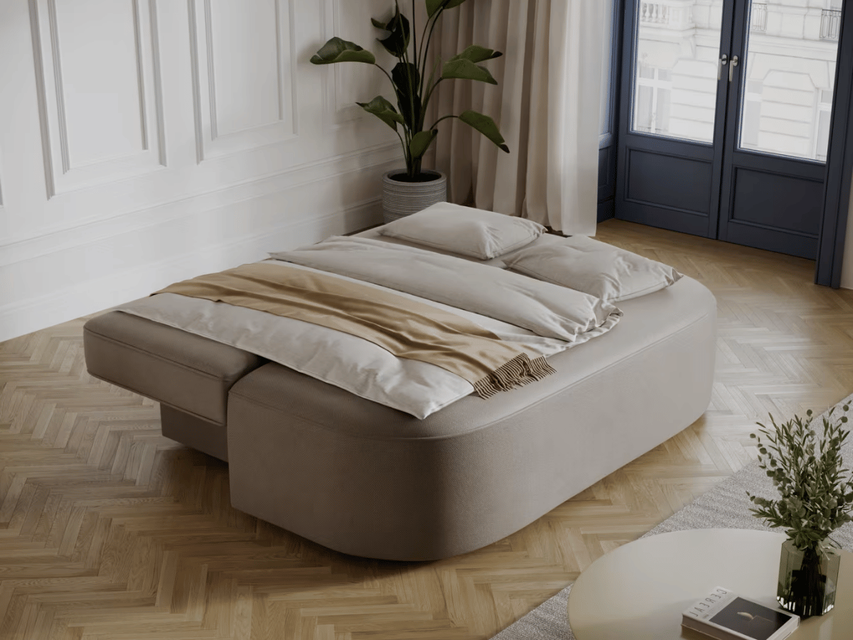 Canapé Lilana – Convertible 2 places avec coffre | Design arrondi moderne