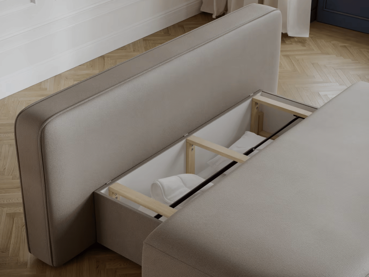 Canapé Lilana – Convertible 2 places avec coffre | Design arrondi moderne