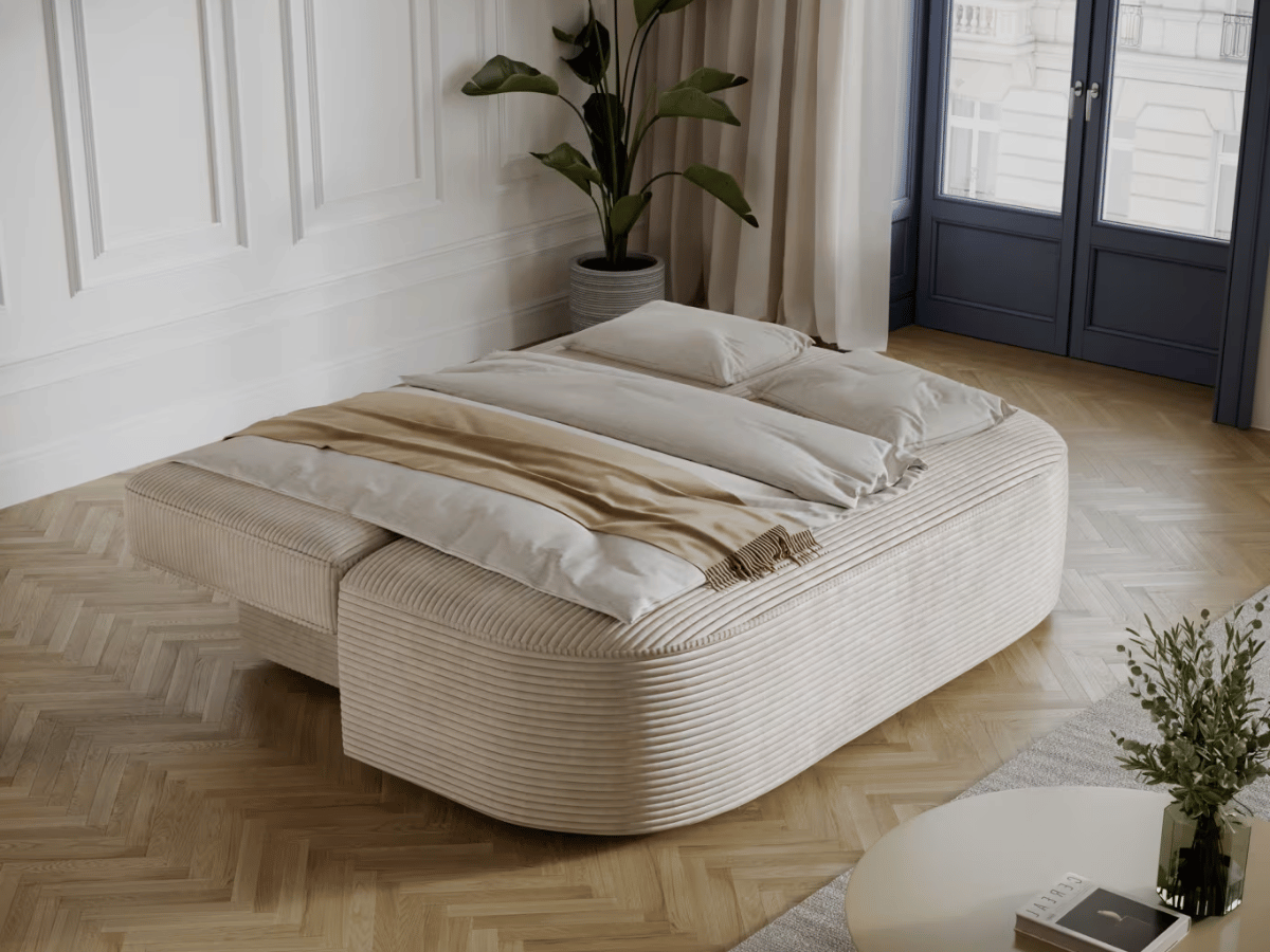 Canapé Lilana – Convertible 2 places avec coffre | Design arrondi moderne