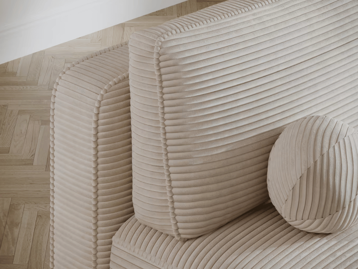 Canapé Lilana – Convertible 2 places avec coffre | Design arrondi moderne