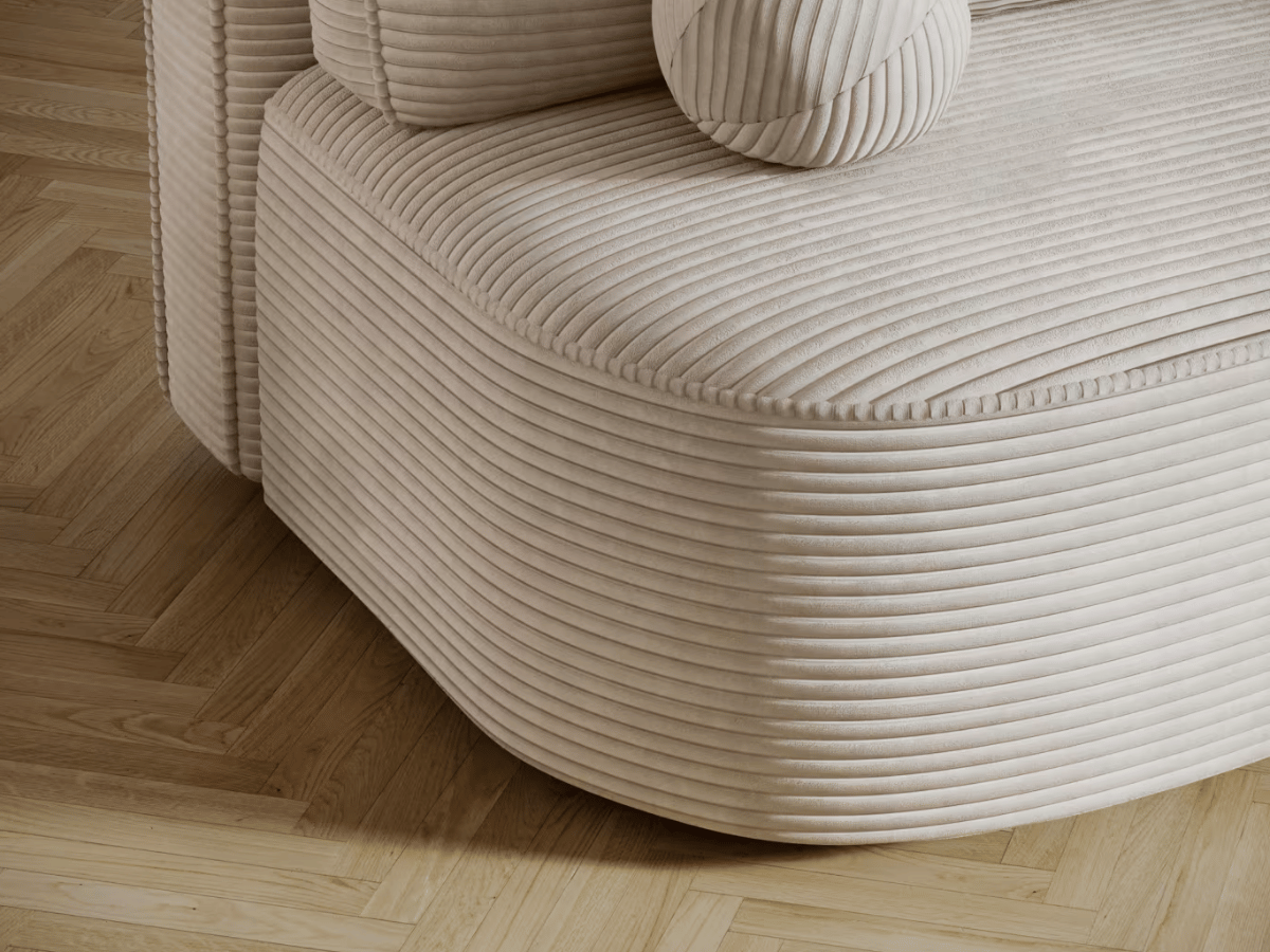 Canapé Lilana – Convertible 2 places avec coffre | Design arrondi moderne