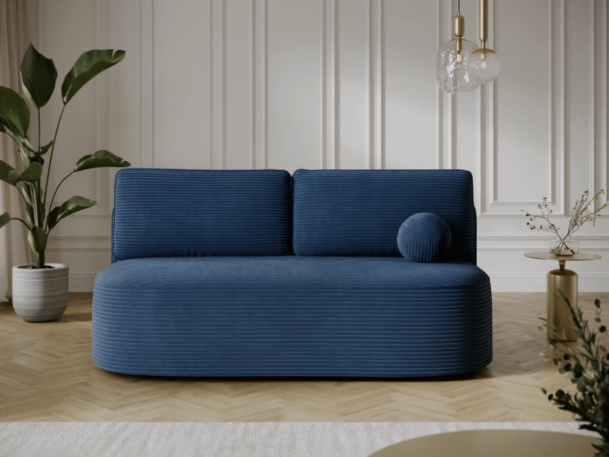 Canapé Lilana – Convertible 2 places avec coffre | Design arrondi moderne