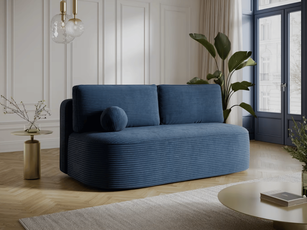 Canapé Lilana – Convertible 2 places avec coffre | Design arrondi moderne