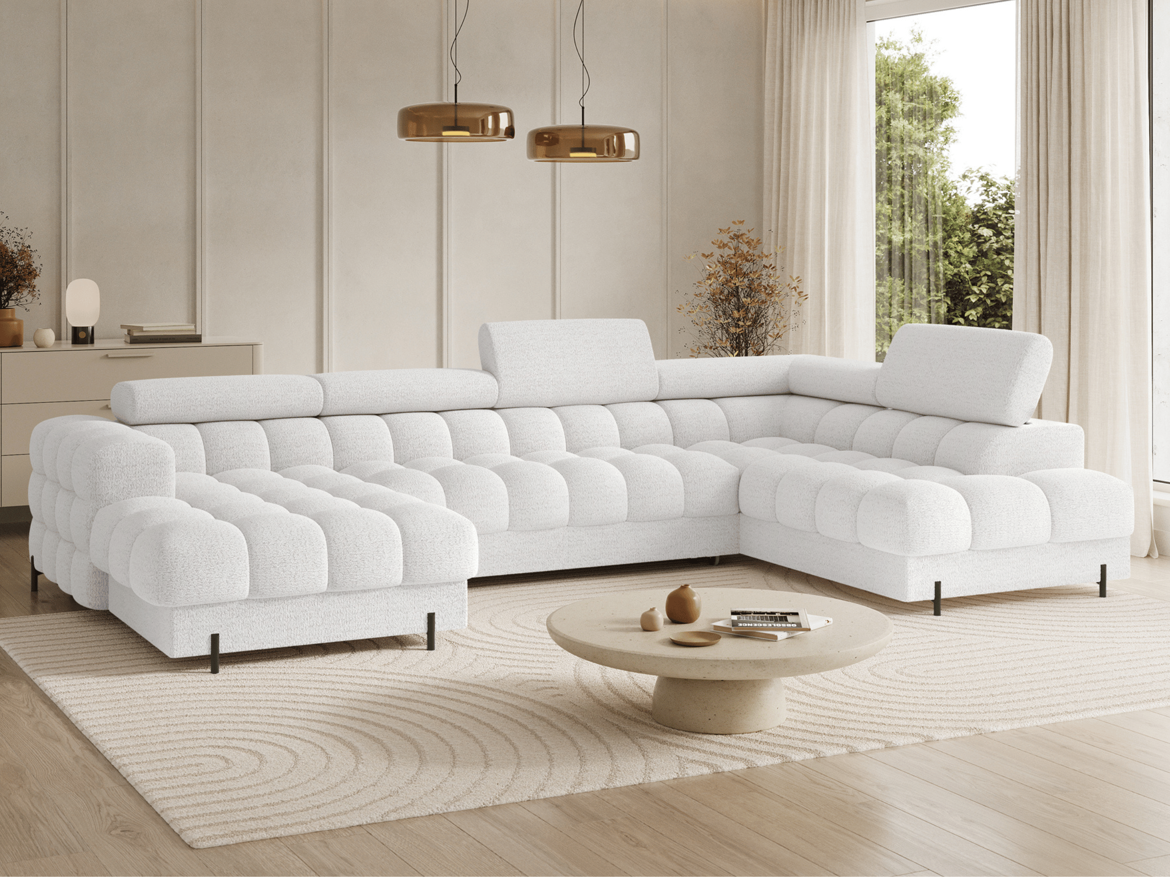 Canapé XXL Montblanc – Panoramique, Convertible et Coffre de Rangement