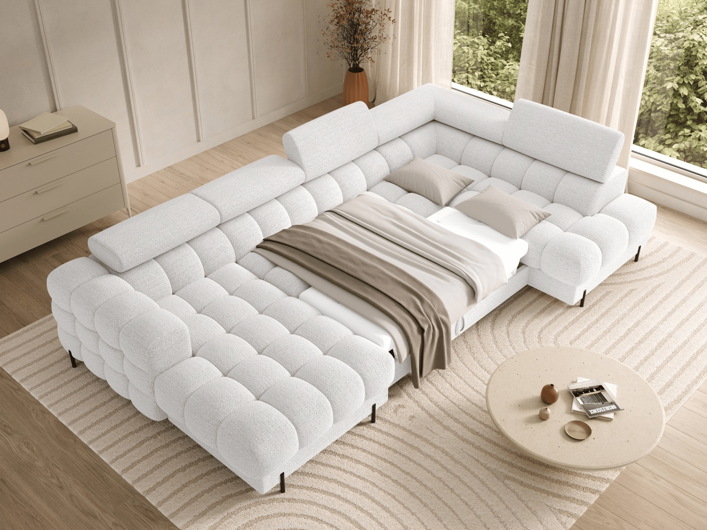 Canapé XXL Montblanc – Panoramique, Convertible et Coffre de Rangement