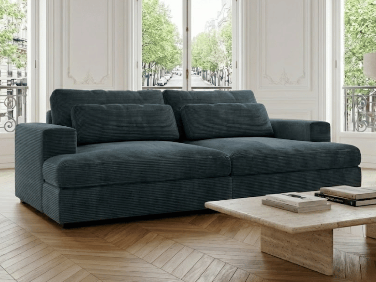 Canapé Elena – Grand Canapé assise profond en Velours Côtelé  | Confort XXL & Design Moderne