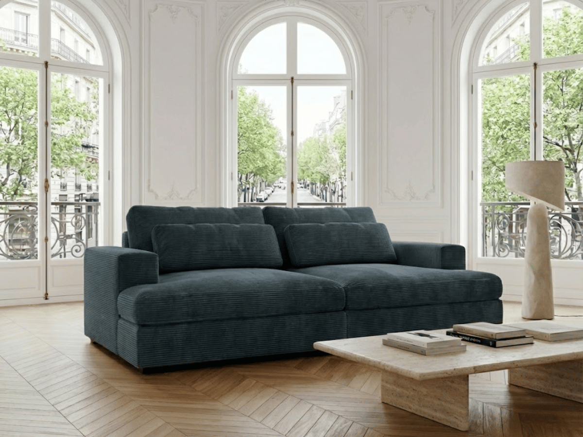 Canapé Elena – Grand Canapé assise profond en Velours Côtelé  | Confort XXL & Design Moderne