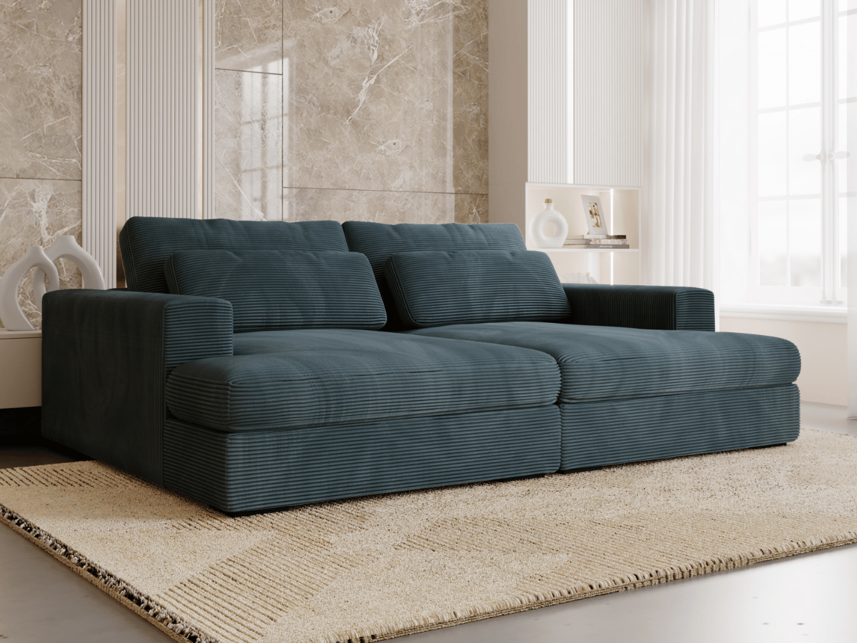 Canapé Elena – Grand Canapé assise profond en Velours Côtelé  | Confort XXL & Design Moderne