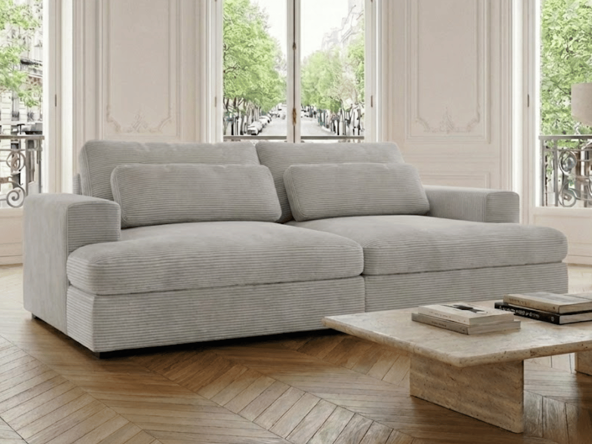Canapé Elena – Grand Canapé assise profond en Velours Côtelé  | Confort XXL & Design Moderne