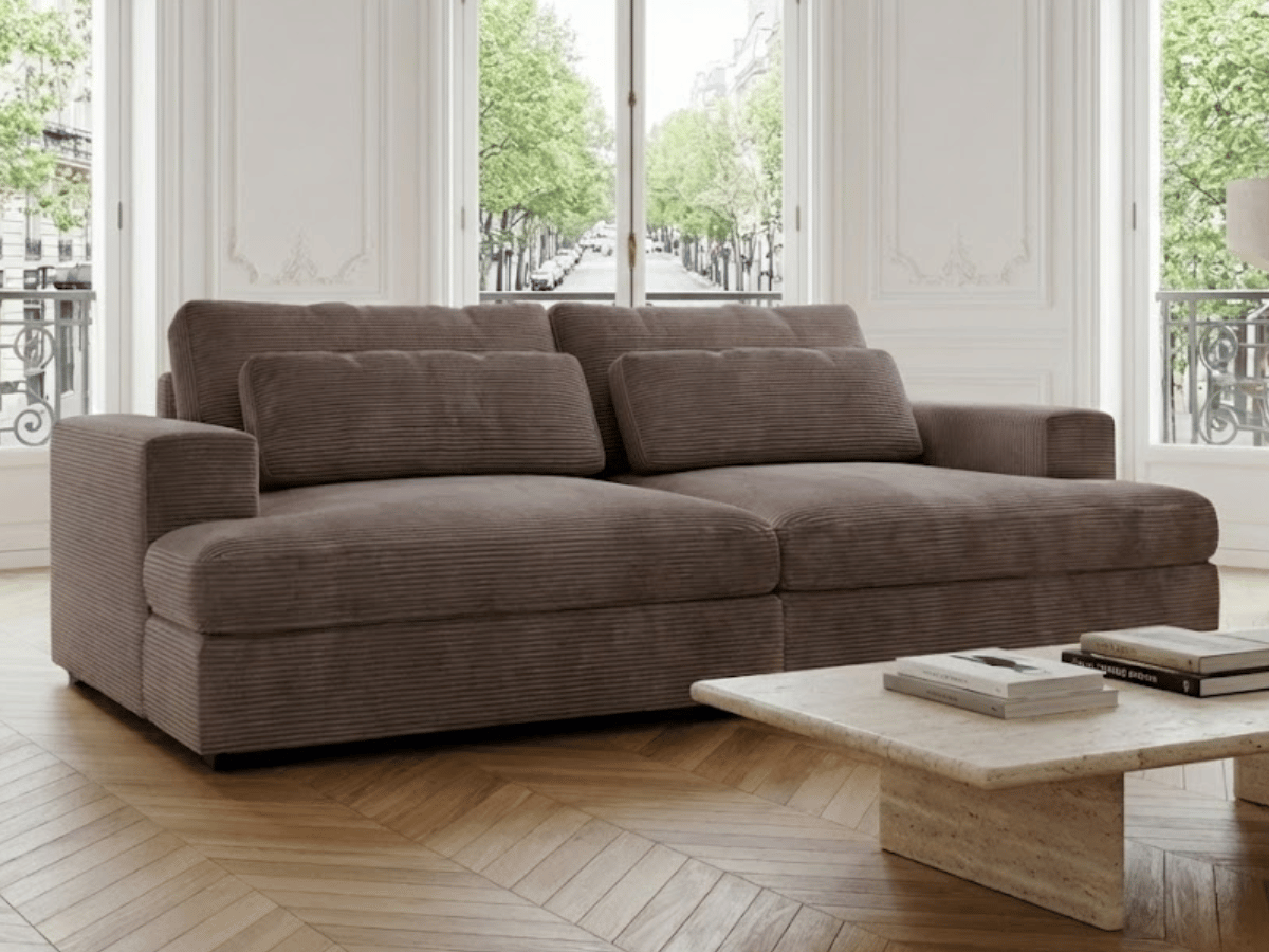 Canapé Elena – Grand Canapé assise profond en Velours Côtelé  | Confort XXL & Design Moderne
