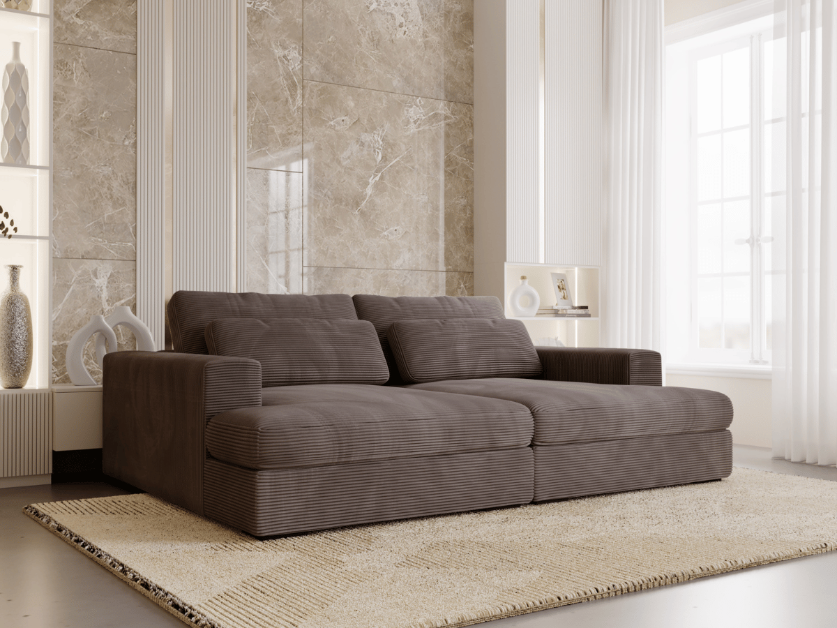 Canapé Elena – Grand Canapé assise profond en Velours Côtelé  | Confort XXL & Design Moderne