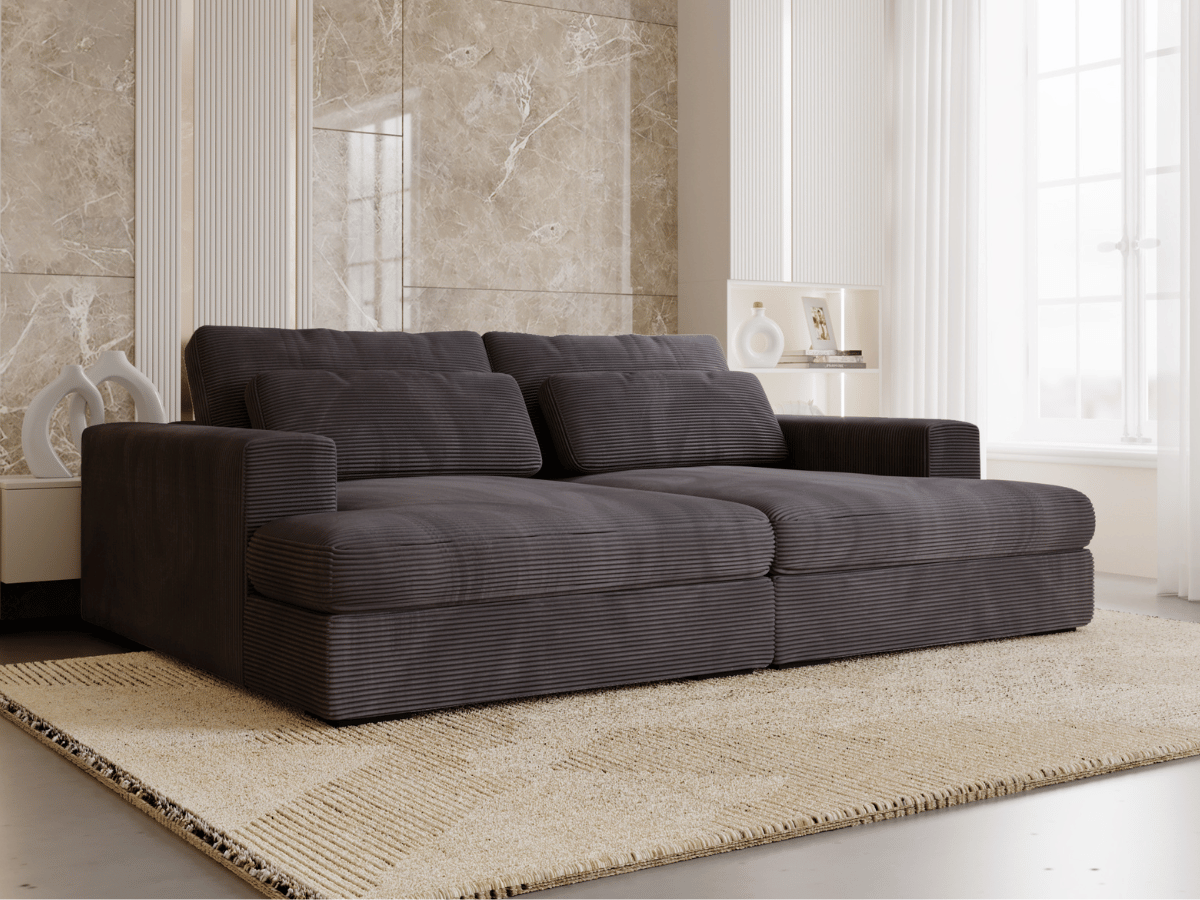Canapé Elena – Grand Canapé assise profond en Velours Côtelé  | Confort XXL & Design Moderne
