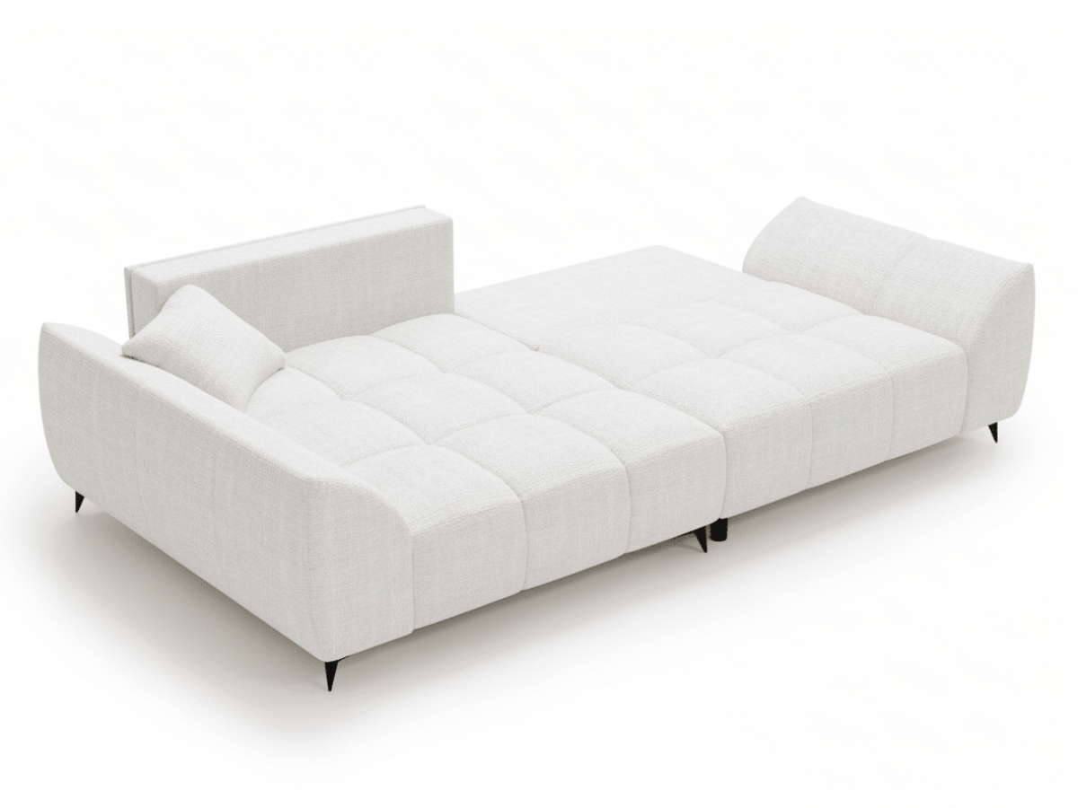 Canapé d’angle Lara – Convertible avec grande méridienne, coffre intégré