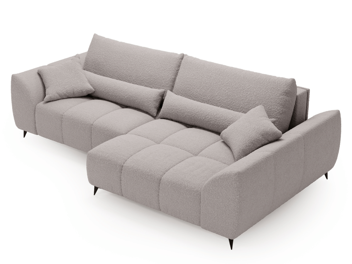 Canapé d’angle Lara – Convertible avec grande méridienne, coffre intégré
