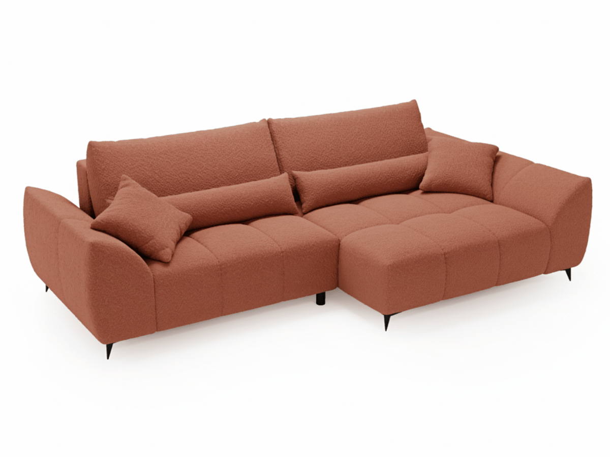 Canapé d’angle Lara – Convertible avec grande méridienne, coffre intégré