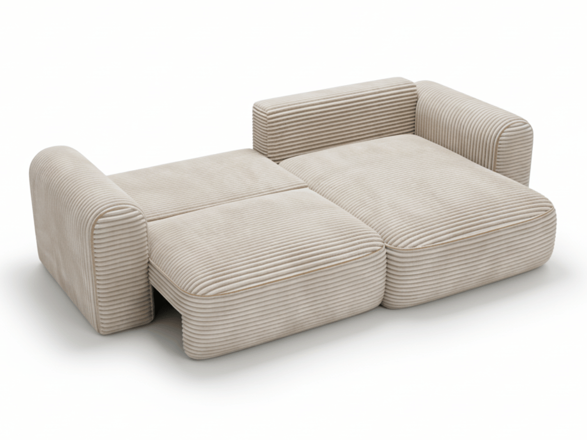 Canapé d’Angle Convertible LUMA – Velours Côtelé Épais – Coffre de Rangement