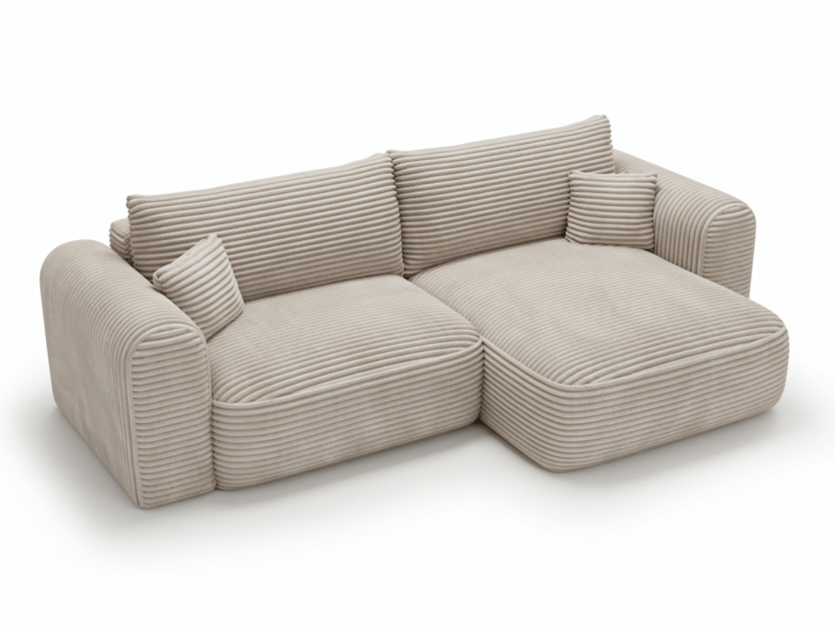 Canapé d’Angle Convertible LUMA – Velours Côtelé Épais – Coffre de Rangement
