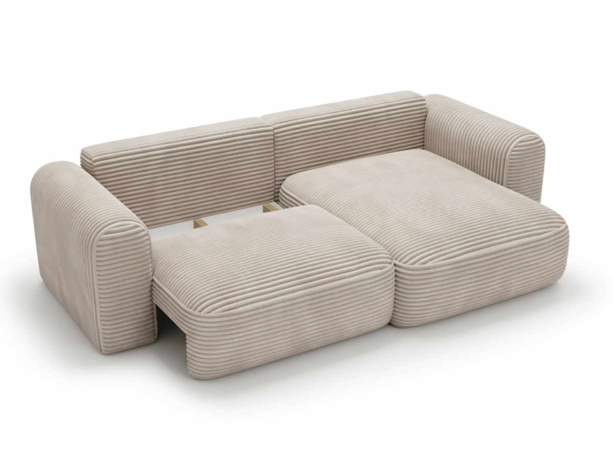 Canapé d’Angle Convertible LUMA – Velours Côtelé Épais – Coffre de Rangement