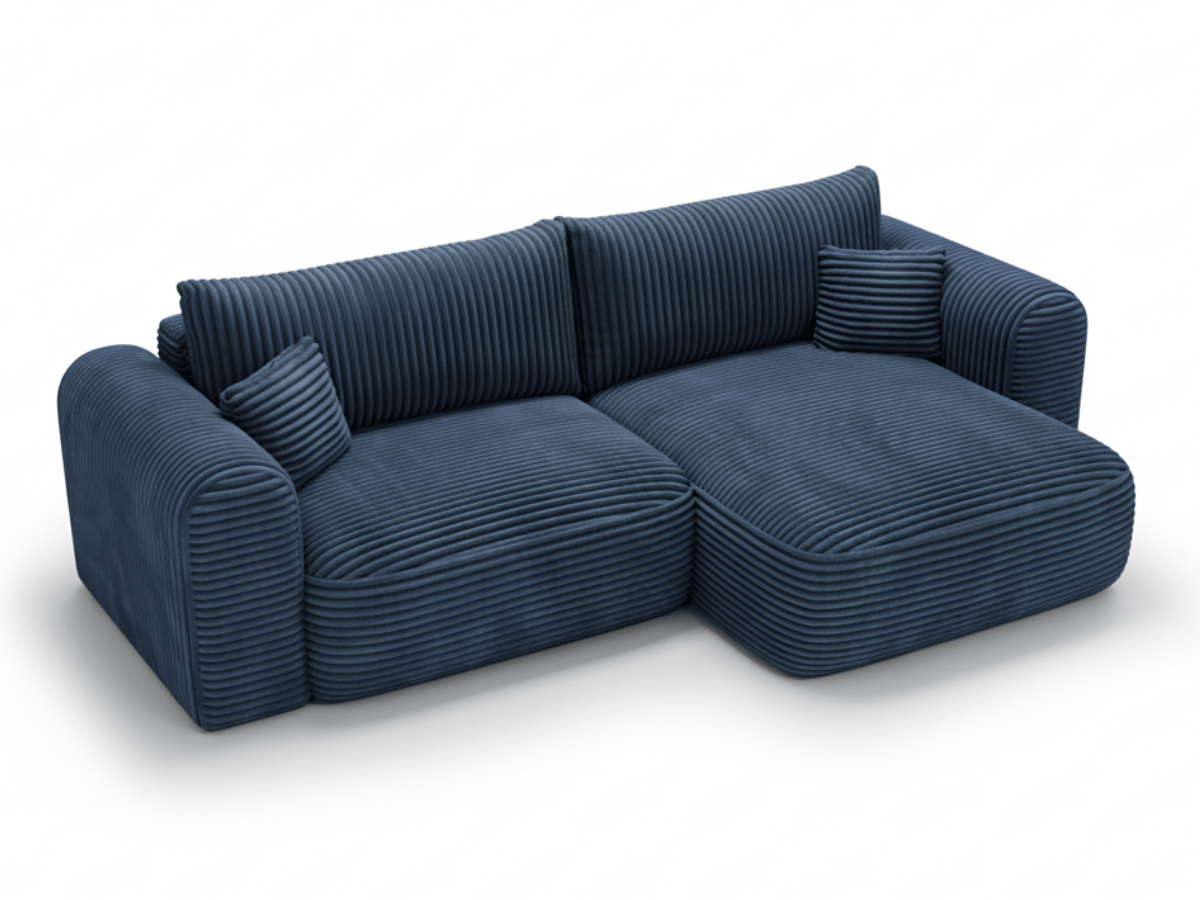 Canapé d’Angle Convertible LUMA – Velours Côtelé Épais – Coffre de Rangement