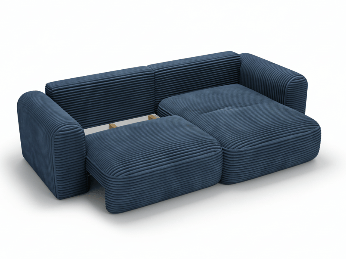 Canapé d’Angle Convertible LUMA – Velours Côtelé Épais – Coffre de Rangement
