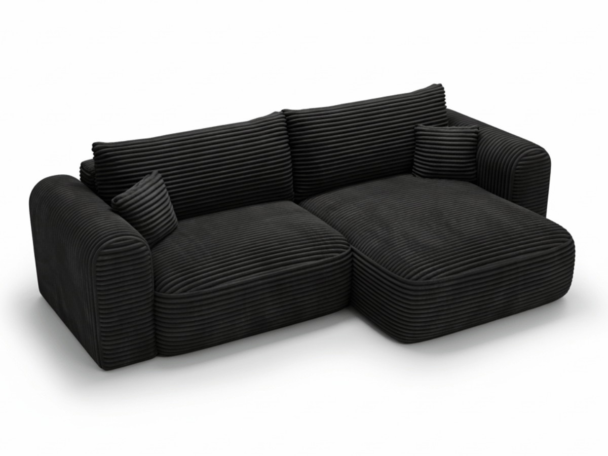 Canapé d’Angle Convertible LUMA – Velours Côtelé Épais – Coffre de Rangement