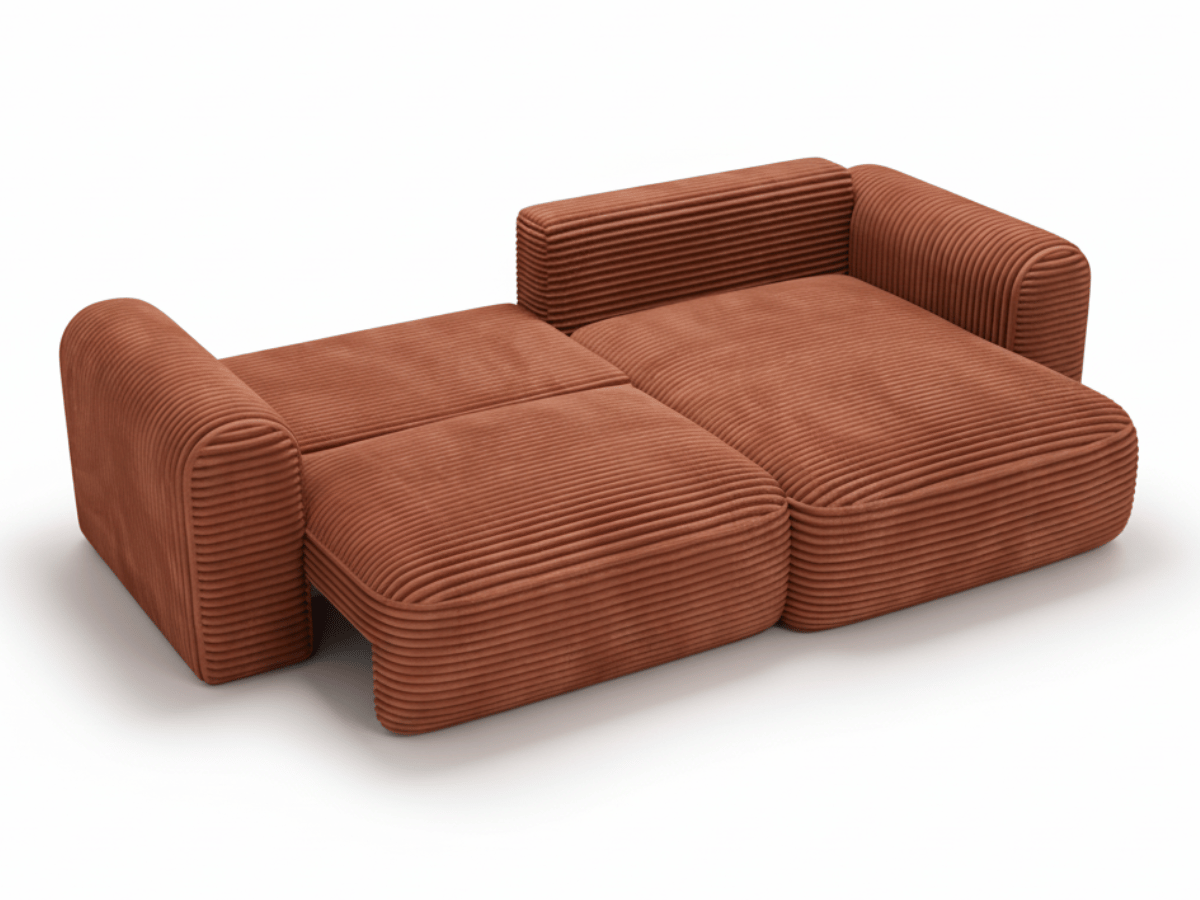 Canapé d’Angle Convertible LUMA – Velours Côtelé Épais – Coffre de Rangement