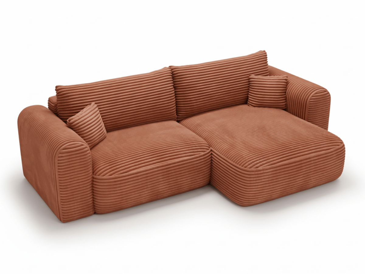 Canapé d’Angle Convertible LUMA – Velours Côtelé Épais – Coffre de Rangement