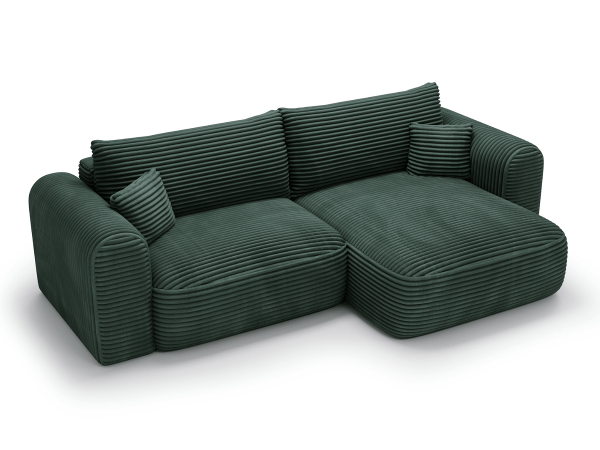 Canapé d’Angle Convertible LUMA – Velours Côtelé Épais – Coffre de Rangement