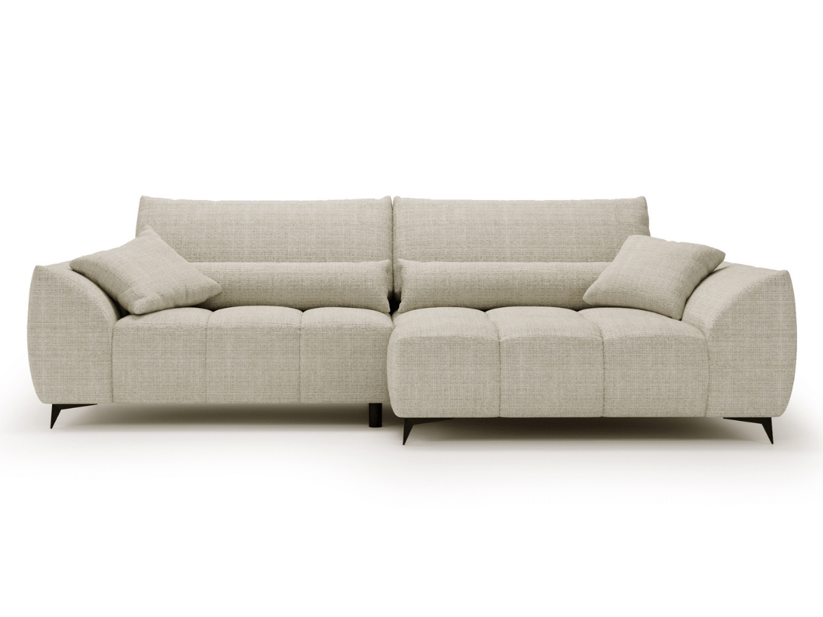 Canapé d’angle Lara – Convertible avec grande méridienne, coffre intégré