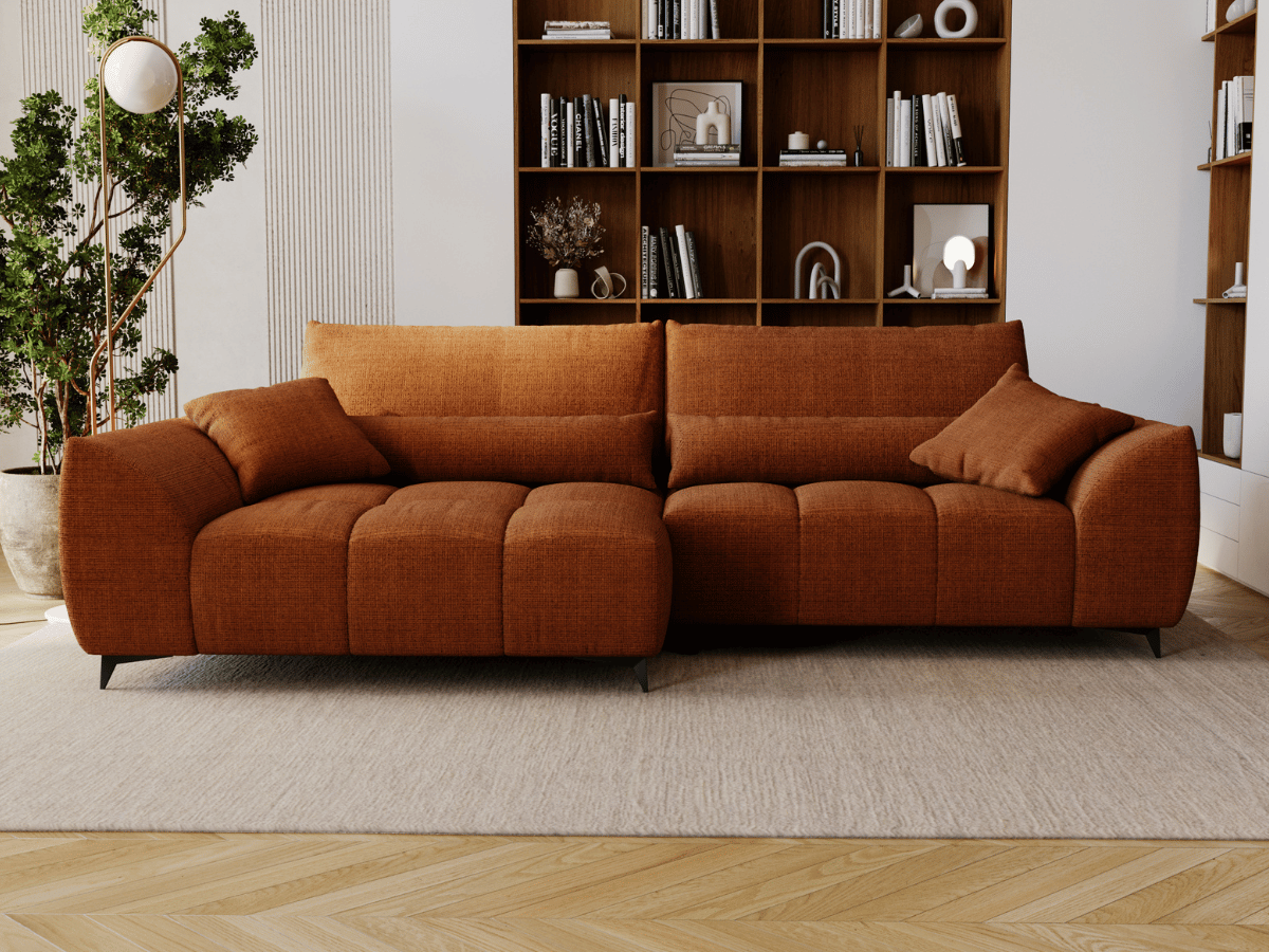 Canapé d’angle Lara – Convertible avec grande méridienne, coffre intégré