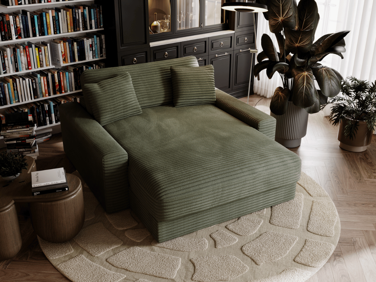 Fauteuil Elena – Grand Fauteuil 160 cm en Velours Côtelé | Confort XXL