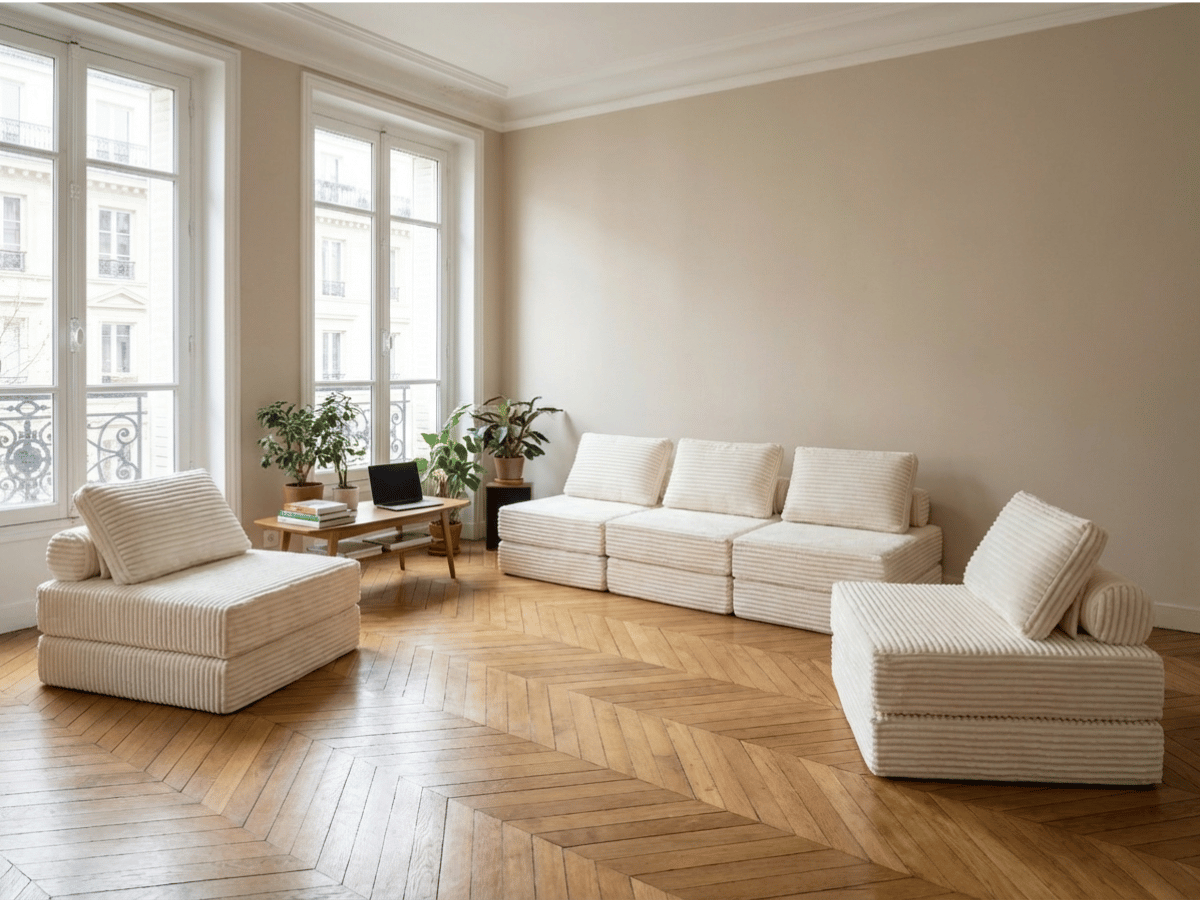 Fauteuil lit convertible MILANO – 1 place en velours côtelé épais – chauffeuse modulable