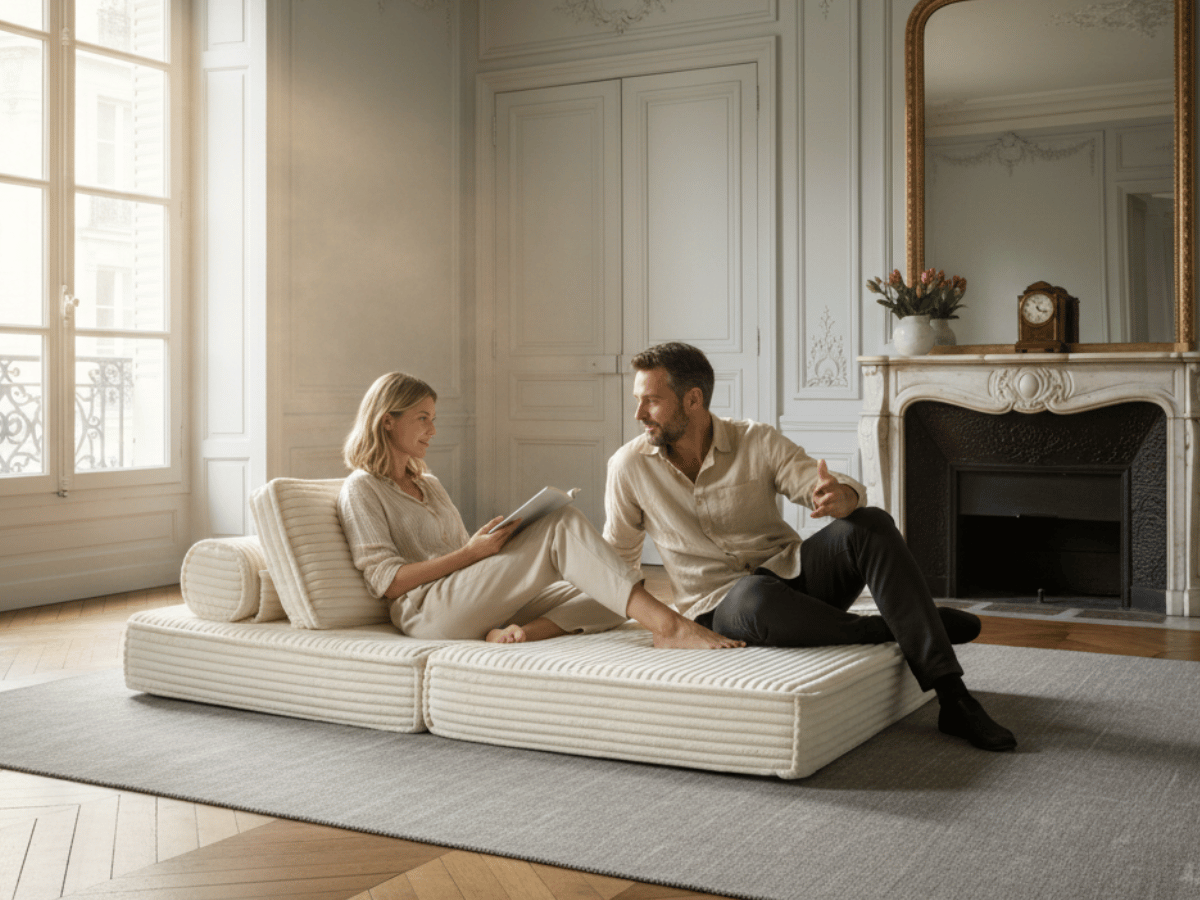 Fauteuil lit convertible MILANO – 1 place en velours côtelé épais – chauffeuse modulable