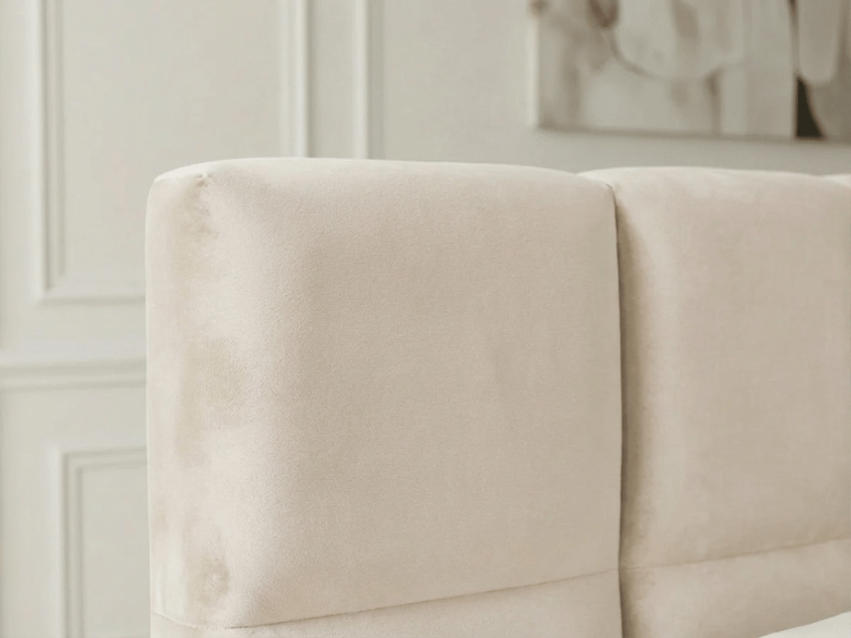 Lit coffre MONCEAU – Tête de lit capitonnée design en velours ou bouclette – Coffre de rangement intégré