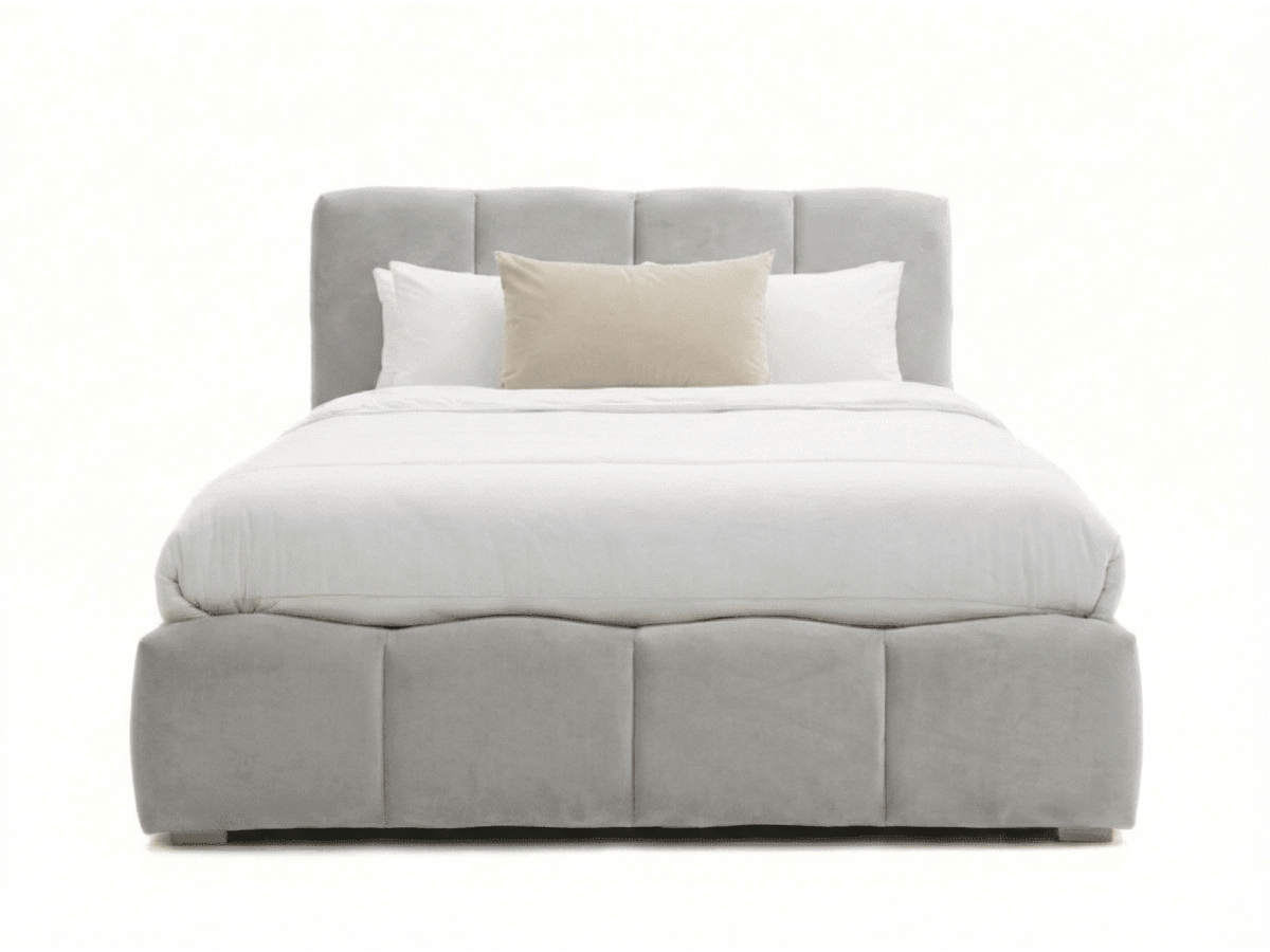 Lit coffre BUBBLE en velours – Lit double design avec rangement intégré et tête de lit épaisse rembourrée – Beige, Gris, Noir